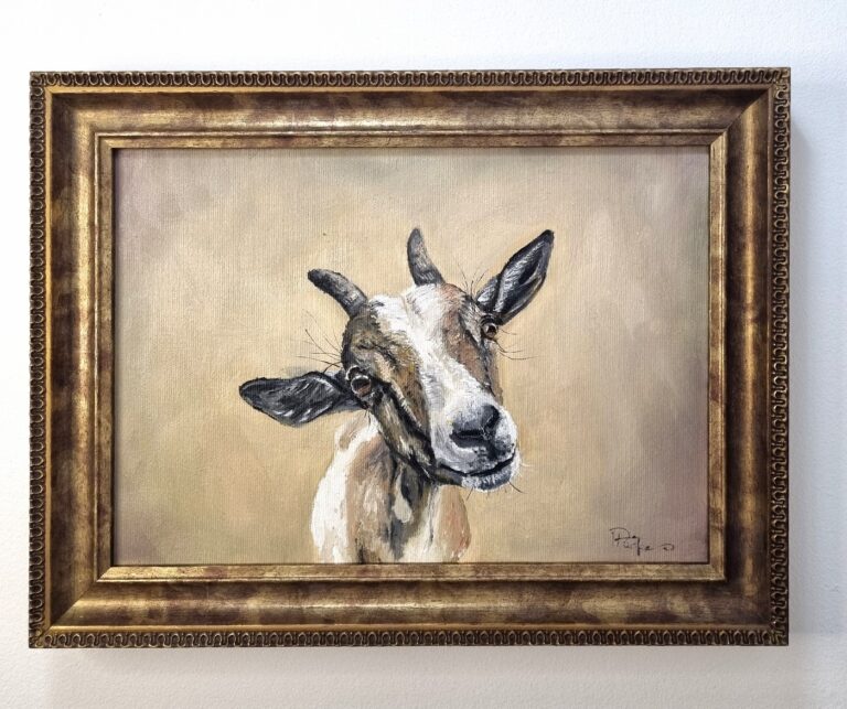 Obraz olejny - portret młodej kozy