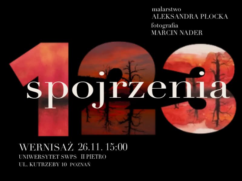 Trzy Spojrzenia - plakat wernisażu wystawy artystki Aleksandry Płockiej